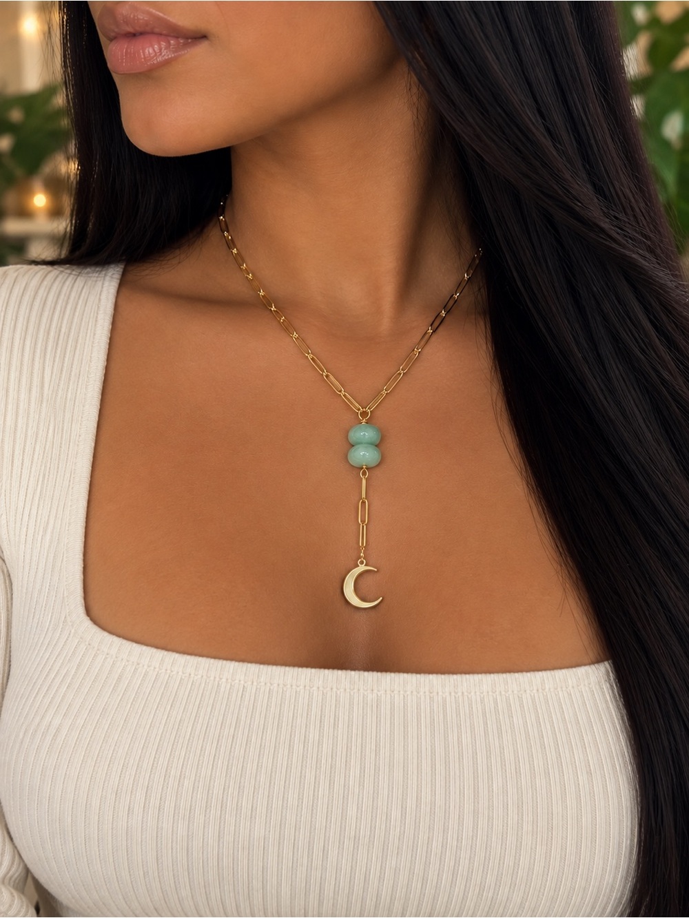 Gold Plated Necklace with Moon
